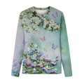 thumbnail image 4 of T-shirts à Manches Longues pour Femmes, Col Ras du Cou, Tuniques à Imprimé Floral, Hauts Doux Décontractés, Blouse Coupe Ample, 4 of 5