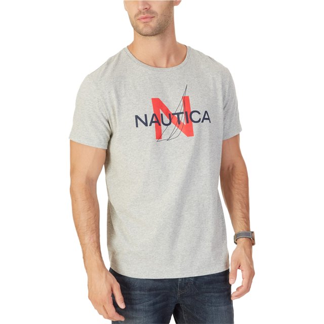 Nautica Heritage Logo Graphic Camiseta para Hombre, Gris, X-Large