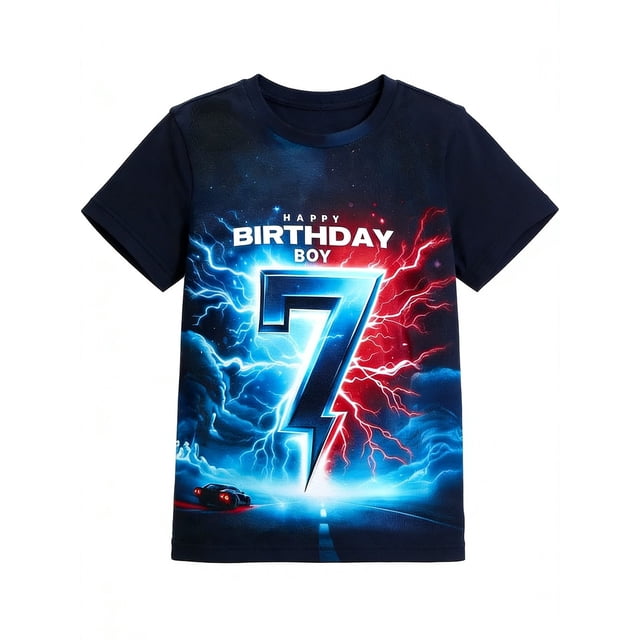 GDREDA T-Shirt Graphique à Manches Longues pour Garçons, Col Rond, Imprimé Amusant, Haut Décontracté pour Tout-Petits, Jeunes Enfants, Bleu Foncé, 6-7 Ans