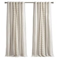 thumbnail image 1 of Pemberly Row Cotton Printed Window Panel with Chenille Stripe in Ivory, 1 of 10
