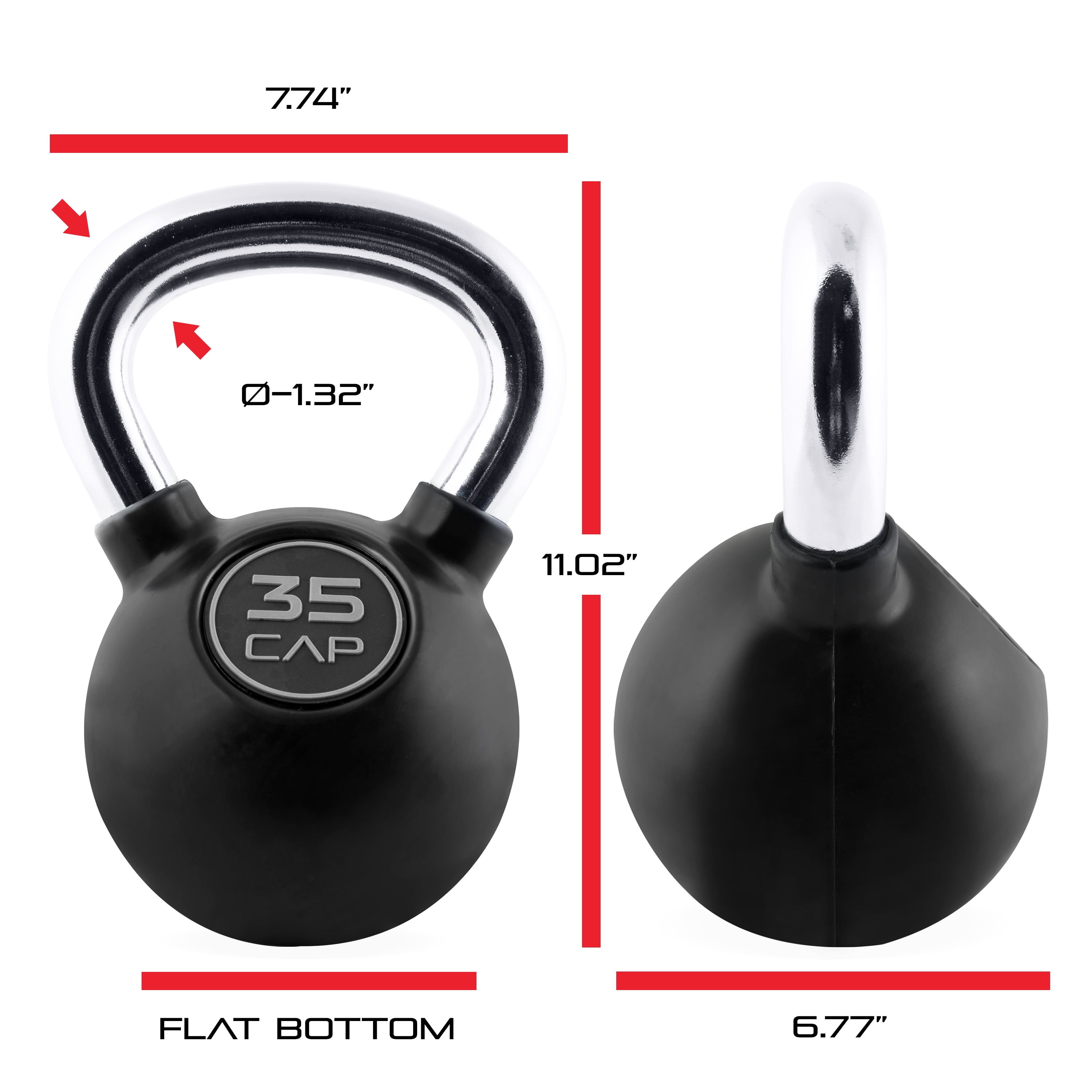 CAP Barbell Rubber Coated Kettlebell, 35lb, Single