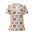 thumbnail image 2 of Uemuo Colorful Donuts Drawing Women's Deep V-Neck Low Cut Tops - Casual Loose Fit with Stainless Steel Loop, Soft, Breathable, Perfect for Office, Travel, and Daily Wear-X-Large, 2 of 5