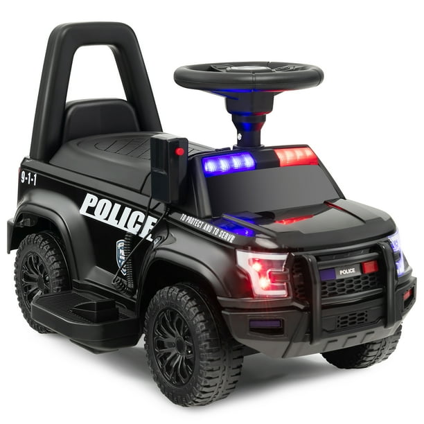Costway 2in1 6V Kids Ride On Police Car Toddler Push Car w/ Megaphone