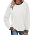 thumbnail image 2 of Nmnitkp Womens Tops Soft and Comfortable Sweatshirts for Women Crewneck Long Sleeve Shirts for Women Loose Fit Tops Color Block Ribbed Trim Fashion 2025, 2 of 8