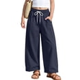 thumbnail image 2 of HAPIMO Girls Kids Drawstring Waist Wide Leg Pants Elastic Waist Lightweight Trousers with Pockets for Summer Black 4 Years, 2 of 8