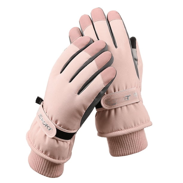 Guantes de esquí de invierno para hombres y mujeres, para exteriores, con pantalla táctil, cálidos, forrados de vellón, gruesos, impermeables y antideslizantes