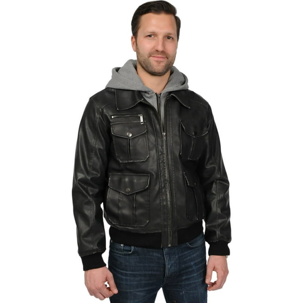 Catan - excelled men's big and tall faux leather hooded ...