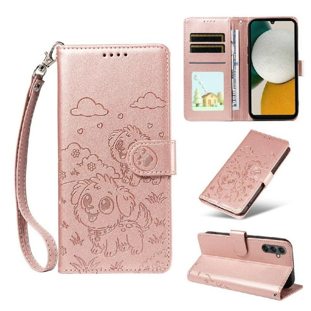 Funda Cartera GANGXUN con Diseño de Perrito en Relieve para Samsung Galaxy A34 5G , Protección 360° con Ranuras y Correa Desmontable