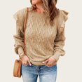 thumbnail image 5 of Women's casual round neck long-sleeved ruffled warm sweater light blue XXXL, 5 of 5