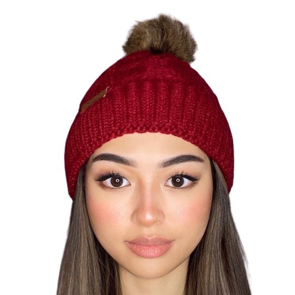 Kéviji Premium Women's Winter Knitted Beanie Hat with Faux Fur Pom Warm Knit Skull Cap Beanie for Women