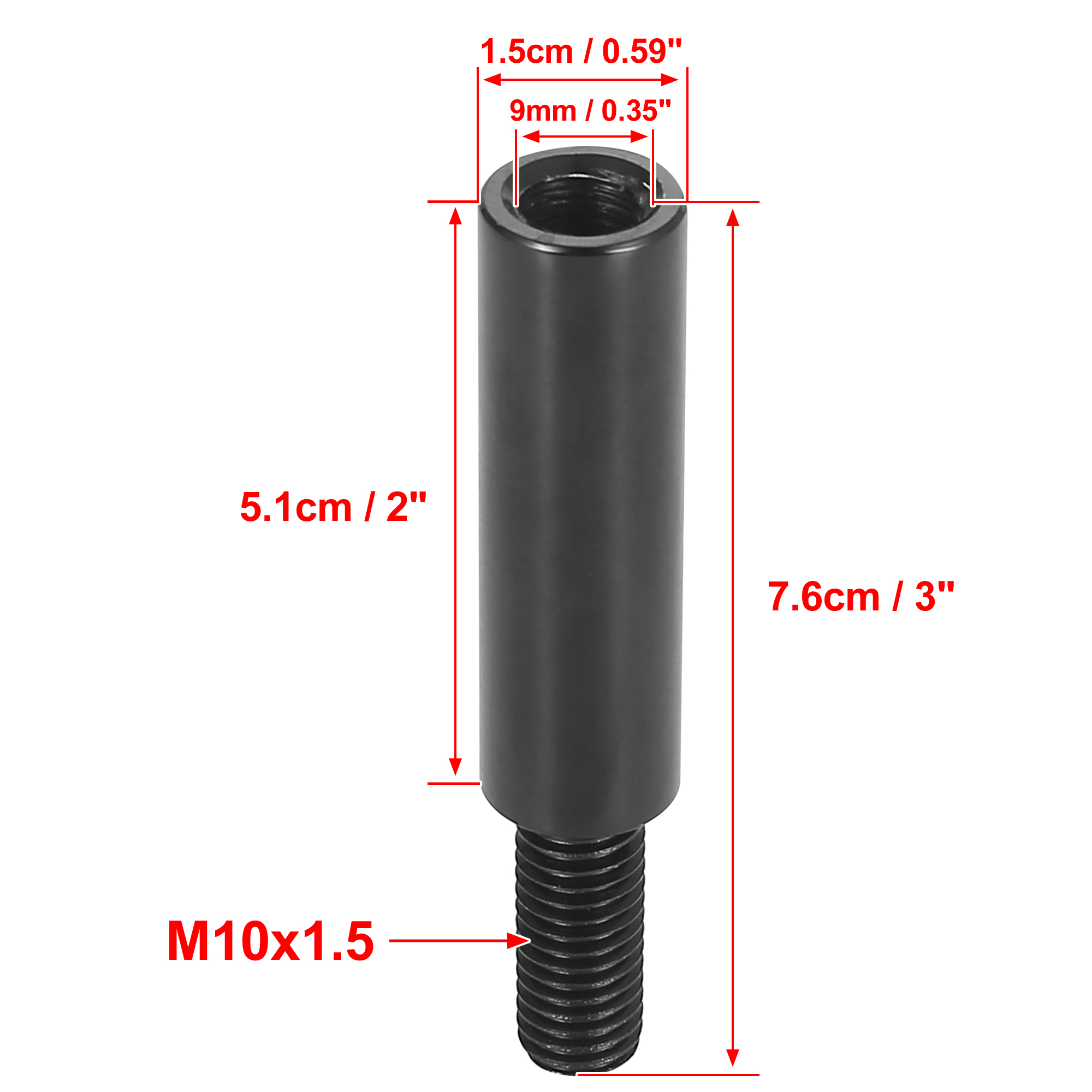 Unique Bargains 2" Car Gear Shift Knob Extender Lever for Honda Civic Black M10X1.5