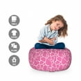 thumbnail image 2 of Hot Pink Storage Toy Bag Chair, Abstract Giraffe Skin Pattern Vivid Color Exotic Animal Camouflage Safari Jungle, Stuffed Animal Organizer Washable Bag, Small Size, Pink White, by Ambesonne, 2 of 3