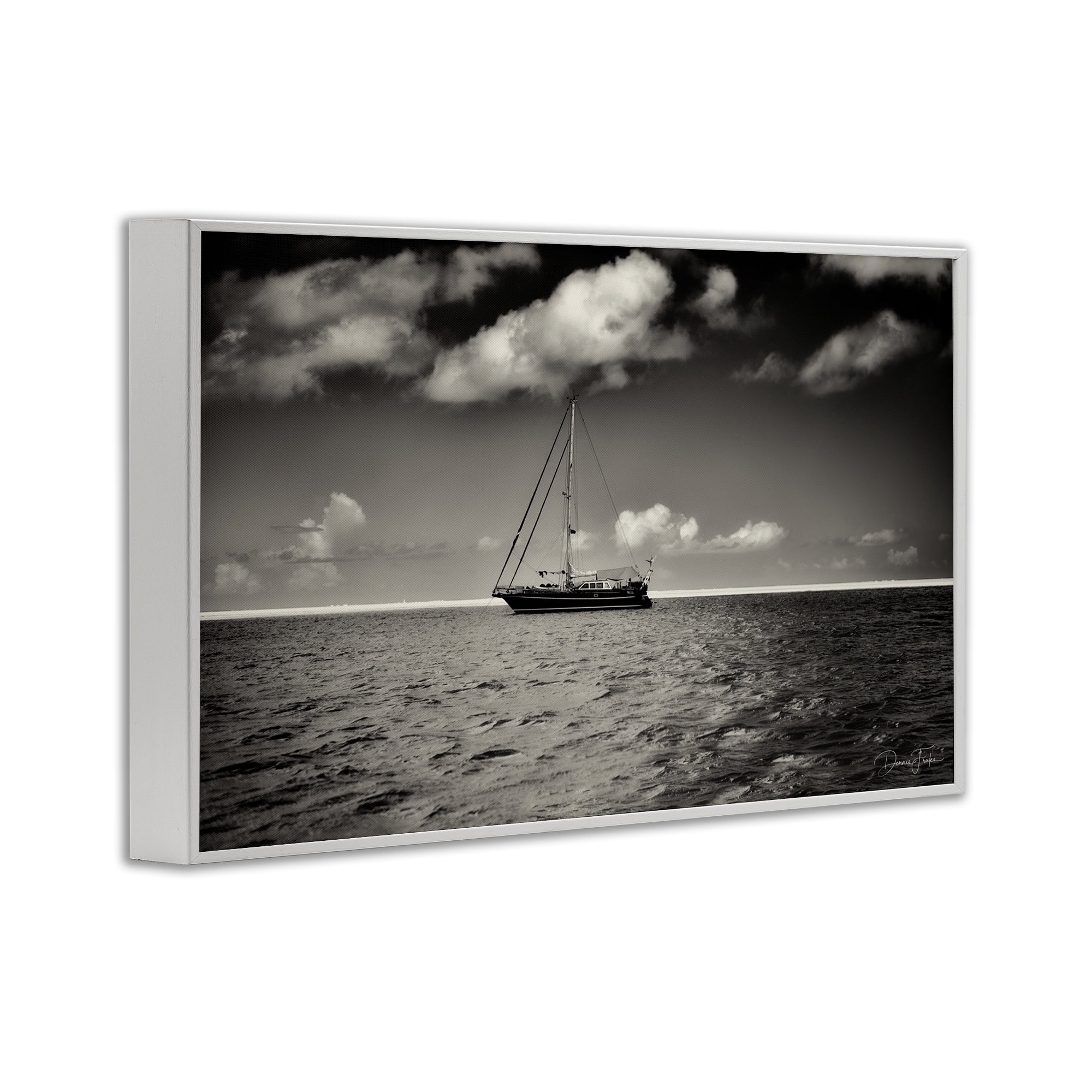 Stupell Industries Clouds Over Big Ship Landscape Photography White Framed Art Print Wall Art, 24 x 16