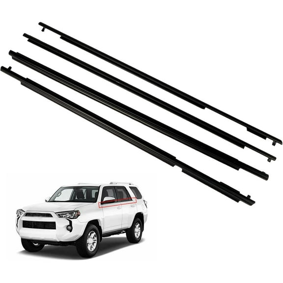 waltyotur 4PCS Window Weatherstrip Car Outside Seal Belt Black Rubber Replacement for 2010-2021 4Runner 75711-35011 75712-35011 75721-35011 75722-35011