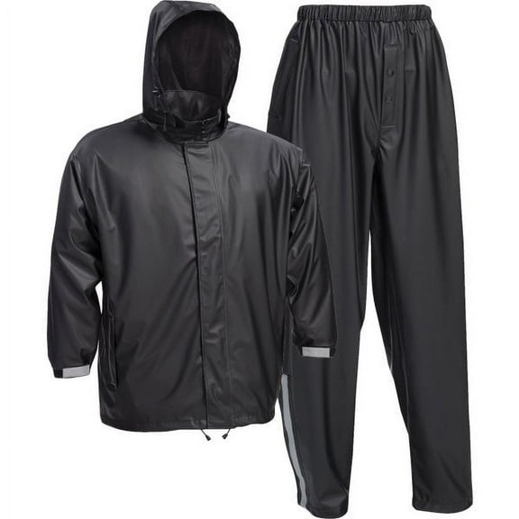 Custom Leathercraft XXL Black Nylon Rain Suit Set, 3pk