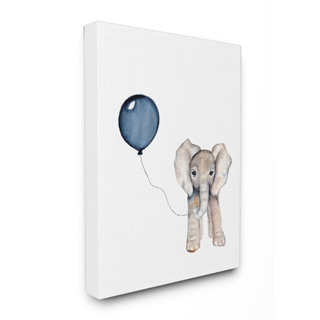 Baby Elephant with Blue Balloon Oversized Stretched Canvas Wall Art 24 x 1.5 x 30