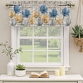 thumbnail image 2 of Blue Yellow Tulips Curtain Valances for Windows, Kitchen Valance Window Treatments Panel 2 Pack, Retro Farmhouse Flower Barn Doors Wooden Rod Pocket Short Curtains for Bathroom Bedroom 42 x 18 Inch, 2 of 8