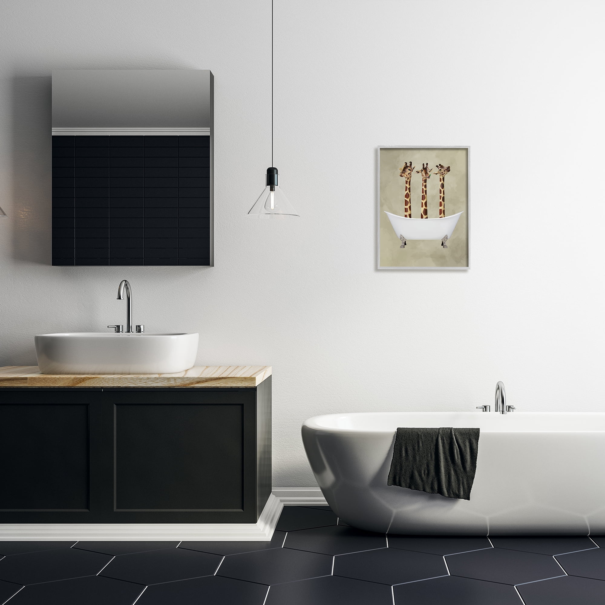Stupell IndustriesThree Giraffes In A BathtubFramed Wall Art by Coco de Paris