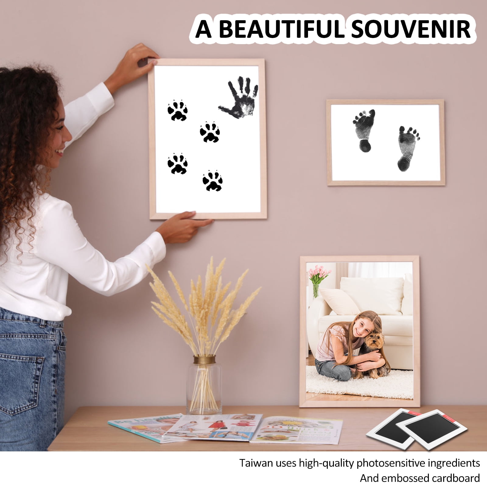 Threns 32Pcs Inkless Baby Handprint and Footprint Kit Clean Touch Ink Pad Kit Pet Paw Print Set for Feet and Hands Family Keepsake
