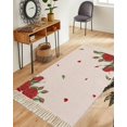 thumbnail image 5 of Red Roses Valentine's Day Area Rug 4x6 Living Room Rug with Tassel Woven Cotton Entryway Rugs Washable Bedroom Rugs Aesthetic Nursery Carpet Pink Spring Floral Farmhouse Floor Mat for Laundry Room, 5 of 5