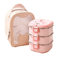thumbnail image 2 of 304 Stainless Steel Insulated Lunch Box with Spoon Stacked Bento Box Portable Cute Food Box Leak Proof Food Container,B, 2 of 9