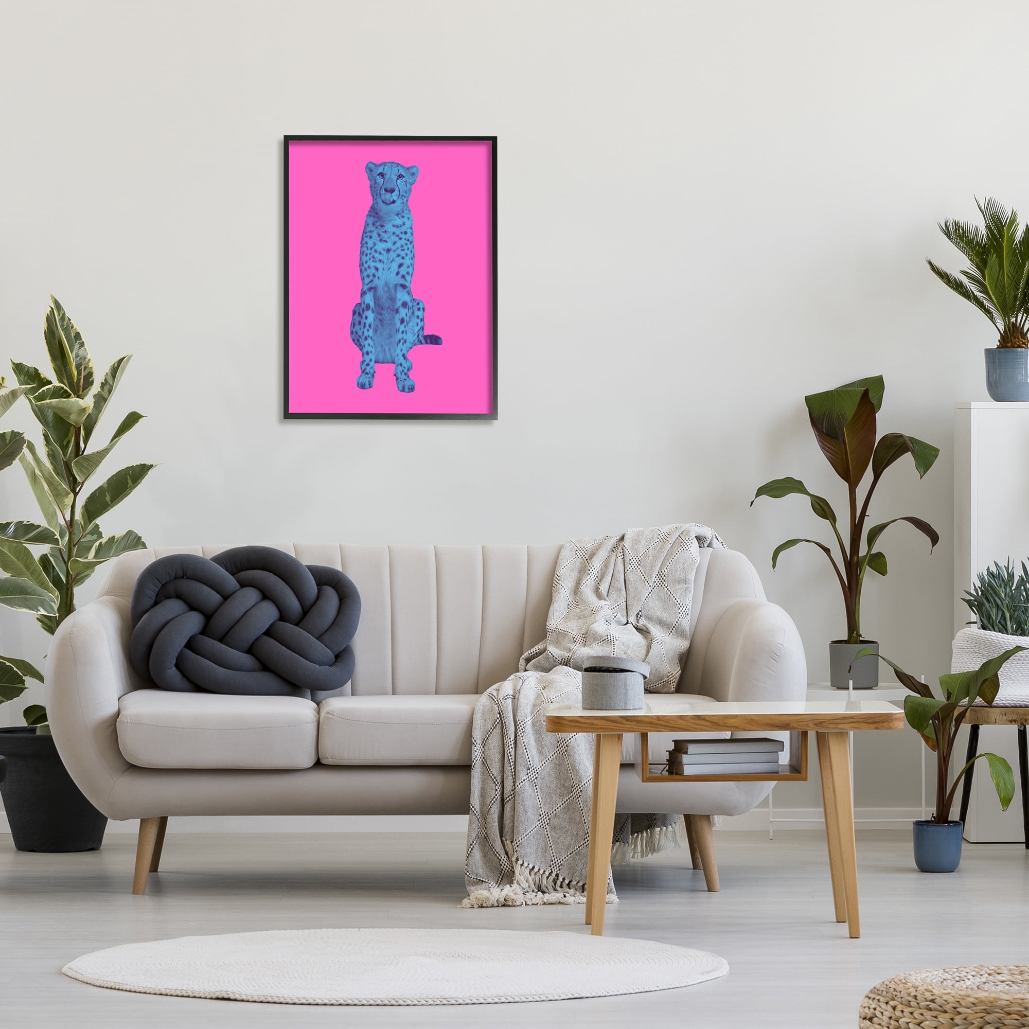Stupell Industries Bold Leopard on Pink Animals & Insects Painting Black Framed Art Print Wall Art, 24 x 30