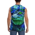 thumbnail image 4 of Fotbe Colorful Stained Glass Crocodile Men's Camiseta sin Mangas Estampada para Hombres, Playera Casual para Gimnasio, Entrenamiento, Playa-X-Large, 4 of 7