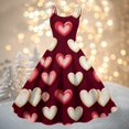 thumbnail image 2 of LWavelet 2026 Valentine's Sweet Short Sleeve Dress, Women's Love Heart Rose Print Fitted A Line Flowy Casual Sundresses Vermilion XL, 2 of 4
