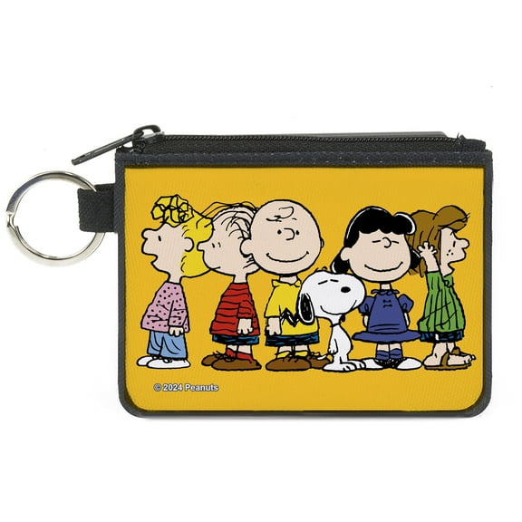 Peanuts Wallet, Coin Purse, Peanuts Gang Close Up Group Pose Golden Yellow, Canvas