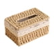 thumbnail image 2 of Caja de pañuelos de escritorio de paja, caja de papel para el hogar, caja de almacenamiento de pañuelos de ratán tejido para restaurante, adecuada para dormitorio, sala de estar, baño, cajas de pañuel, 2 of 6