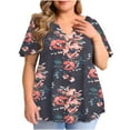 thumbnail image 1 of Birdeem Blouse Décontractée à Manches Courtes Imprimée pour Femmes, Grande Taille, à Volants, Col en V, 1 of 5