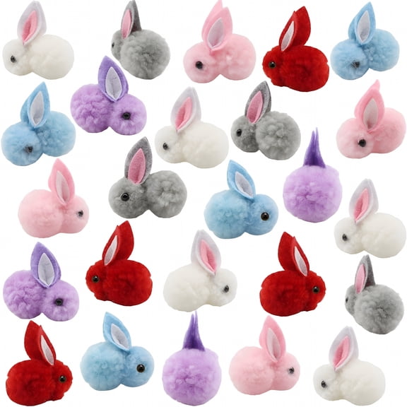 CYFW 30 Pcs Mini Easter Bunny Stuffed Animals, Rabbit Plush Toys for Easter DIY Hair Clips
