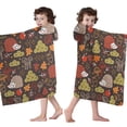 thumbnail image 4 of Cute Hedgehog and Mushroom Hooded Bath Towel，60"x35" for Ages 3 To 12 Kids, Quick Dry Lightweight Soft Microfiber Hood Beach Towel Cover Up for Kids, 4 of 7