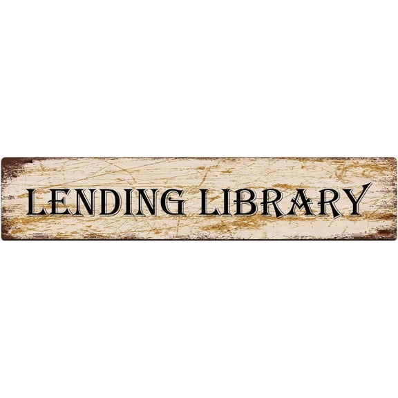 Metal Sign Tin Sign Lending Library Funny Metal Signs Vintage Sign Retro Tin Signs Aluminum Metal Sign for Bedroom Kitchen Garden Wall Bab Club Coffee Hanging Sign Home Decor 4x16 Inch