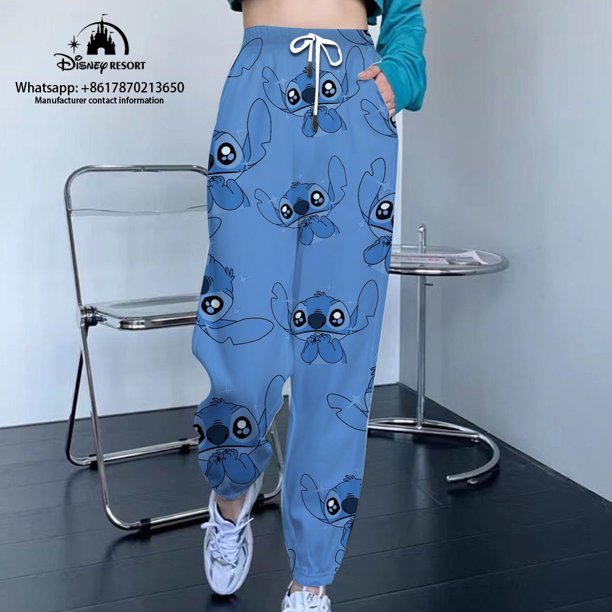 Pantalones recortados informales para mujer, pantalones deportivos Unisex, de la marca Disney, Stitch y Mickey, estilo callejero, para pies pequeños, combinan con todo, novedad de otoño