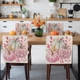 thumbnail image 3 of Fall Thanksgiving Chair Covers Set of 1 Rural Watercolor Pink White Pumpkin Leaves Chair Back Covers Stretch Removable Washable Slipcovers Protector for Dining Room Kitchen Party Decor, 3 of 5