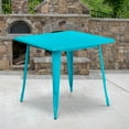 thumbnail image 2 of 31.5'' Square Crystal Teal-Blue Metal Indoor-Outdoor Table, 2 of 3