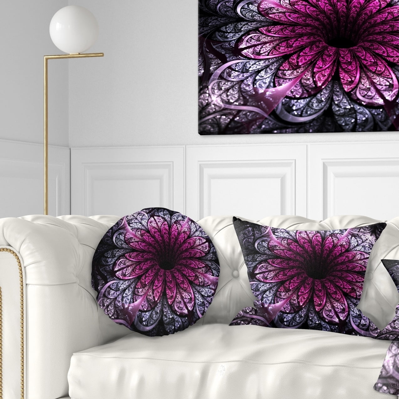 Designart CU11828-16-16 Dark Purple Fractal Flower Digital Art Floral Cushion Cover for Living Room Sofa Throw Pillow 16 in x 16 in in Insert Printed On Both Side