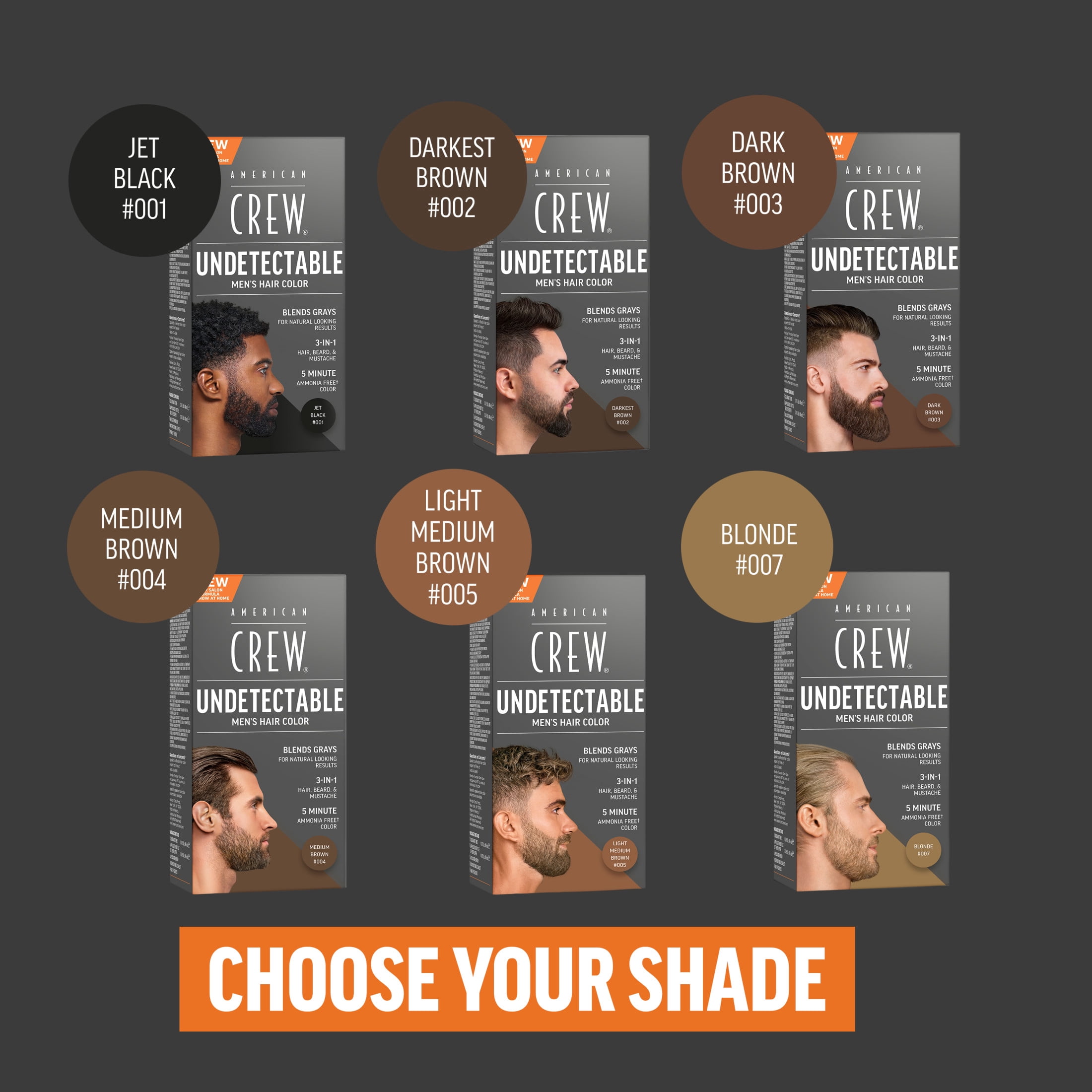 American Crew Undetectable Men’s Demi-Permanent Hair Color, Ammonia-Free, 004 Medium Brown, 1 pack