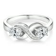 thumbnail image 2 of Gem Stone King 925 Sterling Silver White Zirconia and White Created Sapphire Infinity Love Knot Ring for Women | 0.97 Cttw | Oval 6X4MM | Gemstone Birthstone | Jewelry Gifts for Mom Wife Her | Size 8, 2 of 5