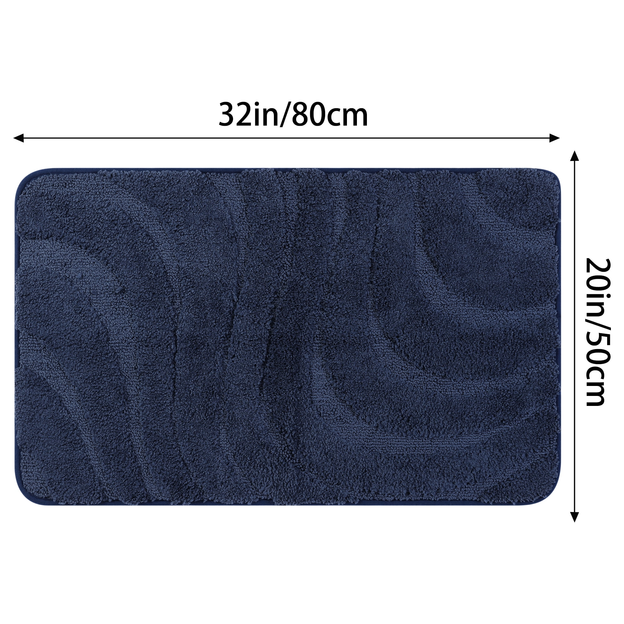 Unique Bargains Non Slip Bath Mat Geometry Bathroom Rug Absorbent Mat Microfiber Bath Rugs Dark Blue 20" x 32"