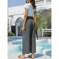 thumbnail image 6 of SWQZVT Womens Wide Leg Pants with Pockets High Waist Casual Trousers Palazzo Casual Womens Clothes Drawstring Trousers Adjustable Waisted Slacks, 6 of 9