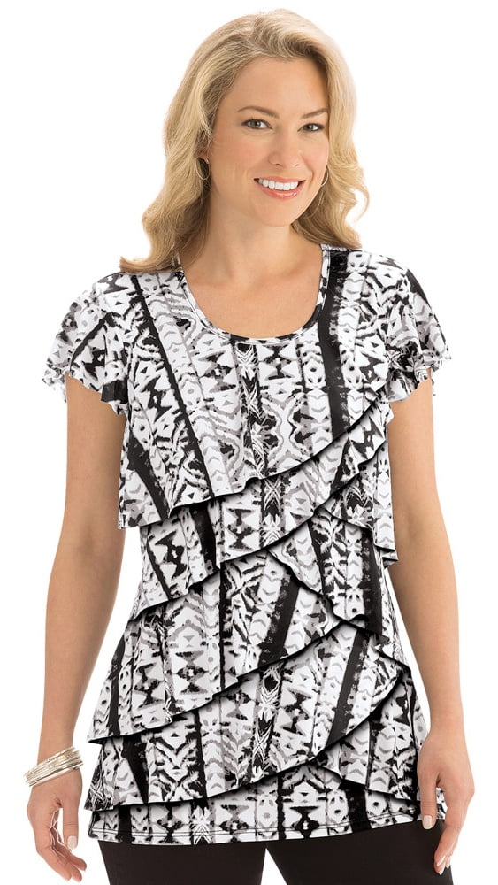 tiered ruffle tops with sleeves