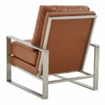 thumbnail image 6 of LeisureMod Jefferson Modern Leather Arm Chair with Silver Frame Set of 2 and Octagonal Coffee Table with Black Geometric Base for Living Room (Cognac Tan), 6 of 14