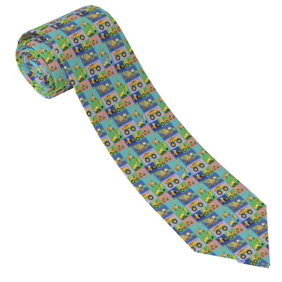 Xecao Construction Machinery Print Tie For Men Necktie Woven Jacquard Neck Ties,Classic Men's Tie