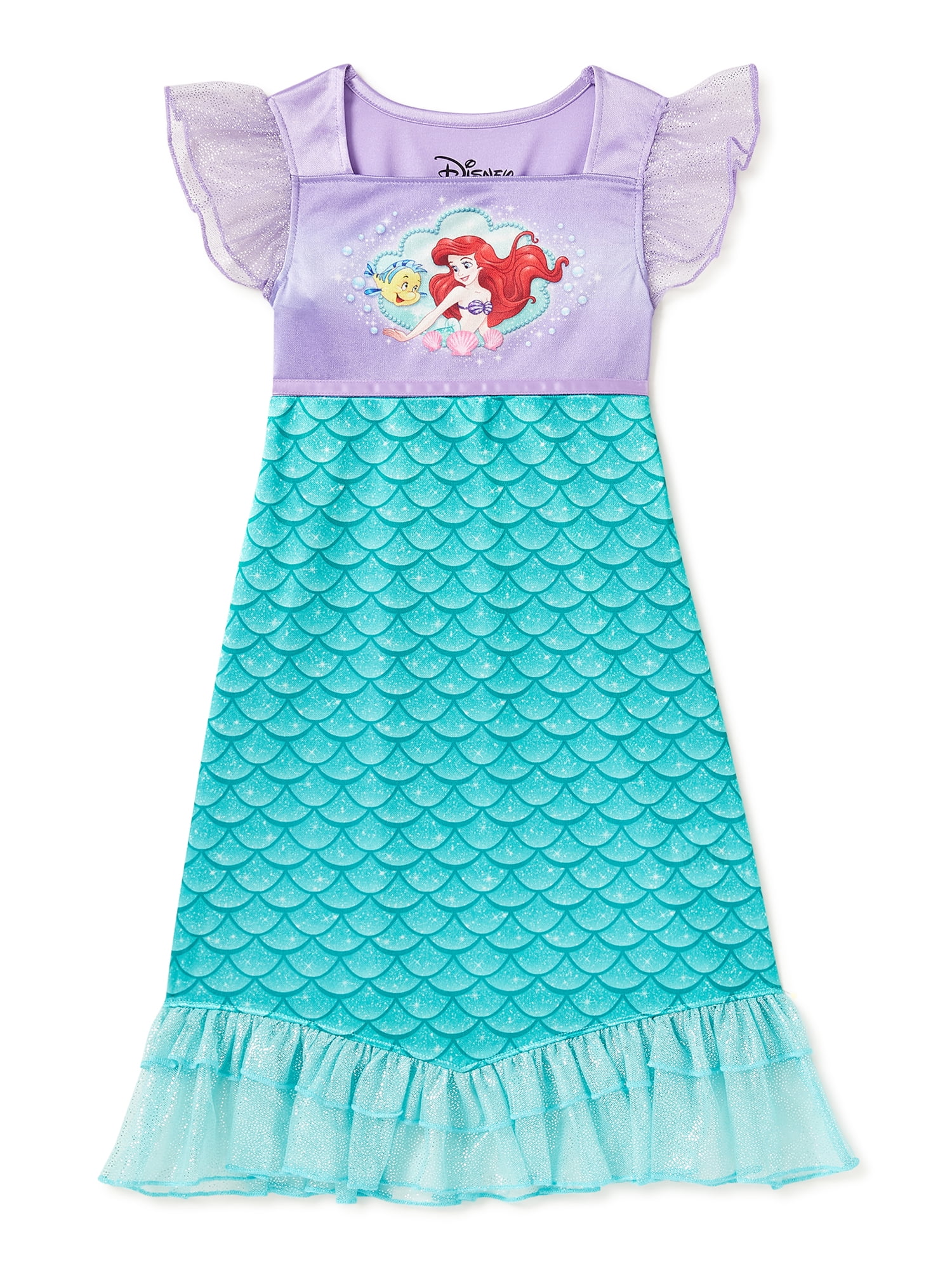 Disney - Little Mermaid Toddler Girl Ariel Nightgown, Sizes 2T-5T ...