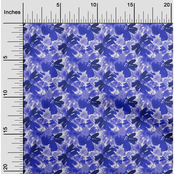 oneOone Polyester Spandex Indigo Blue Fabric Florals Dress Material Fabric Print Fabric By The Yard 56 Inch Wide-YBC