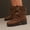 Brown, variant on Women Riding Ankle Boots Buckle Strap Fold Over Combat Booties Round Toe Chunky Low Heels Pull On Biker Vintage Slouchy Ruched Leather Boot Brown 6.5(38)