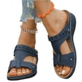 thumbnail image 2 of Domuza Orthopedic Sandals for Women Summer Peep Toe Strap Wedge Sandals Lightweight Casual comfort Hollow Out Slip On Walking Shoes Blue 8.5（EU-41）, 2 of 6
