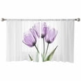 thumbnail image 3 of Purple Tulip Sheer Curtains 54 Inches Length 2 Panels Set, Window Sheer Curtains for Living Room/Bedroom, Modern Blossom Pastel White Floral Petal Light Filtering Rod Pocket Curtain 52'' x 54'' x 2, 3 of 7